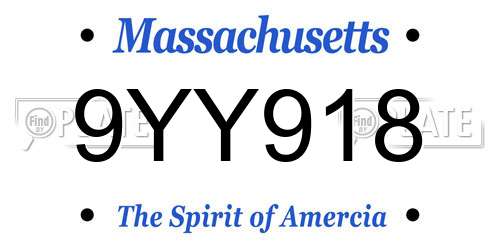 9YY918 Massachusetts License Plate