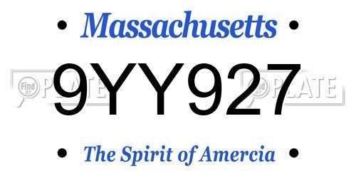 9YY927 Massachusetts License Plate