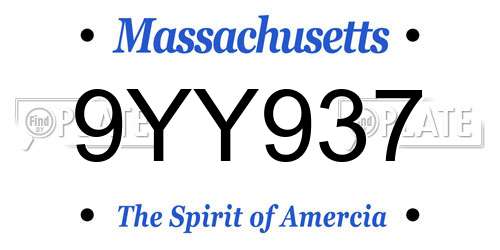 9YY937 Massachusetts License Plate