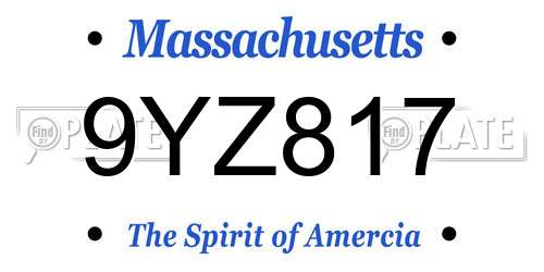 9YZ817 Massachusetts License Plate
