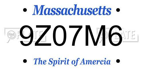 9Z07M6 Massachusetts License Plate