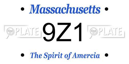 9Z1 Massachusetts License Plate