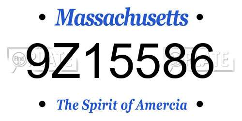 9Z15586 Massachusetts License Plate