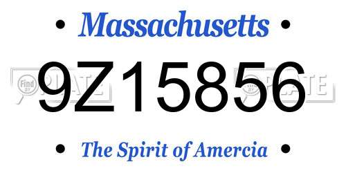 9Z15856 Massachusetts License Plate