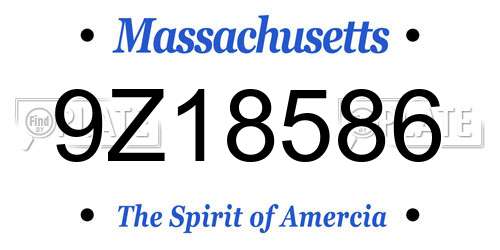 9Z18586 Massachusetts License Plate