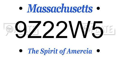 9Z22W5 Massachusetts License Plate