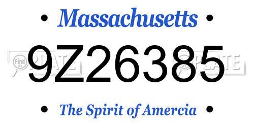 9Z26385 Massachusetts License Plate