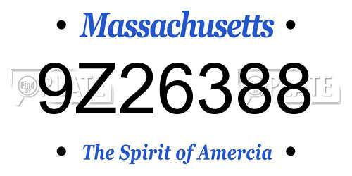 9Z26388 Massachusetts License Plate