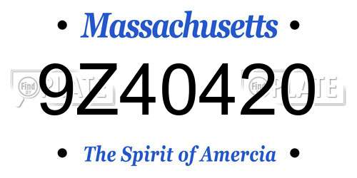 9Z40420 Massachusetts License Plate