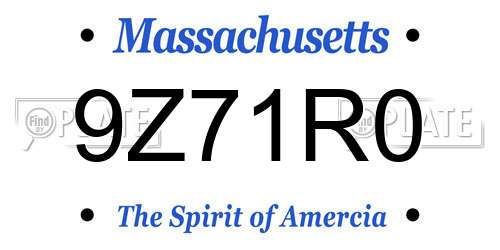 9Z71R0 Massachusetts License Plate