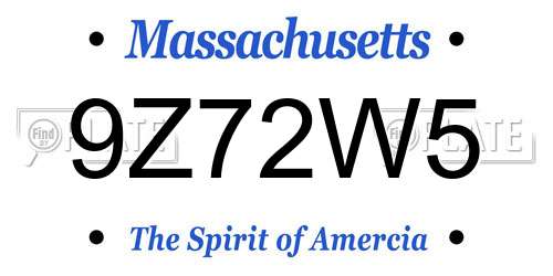 9Z72W5 Massachusetts License Plate