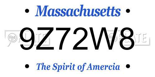9Z72W8 Massachusetts License Plate