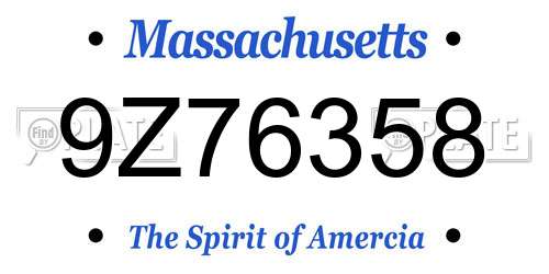 9Z76358 Massachusetts License Plate