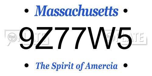 9Z77W5 Massachusetts License Plate