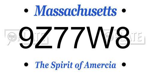 9Z77W8 Massachusetts License Plate