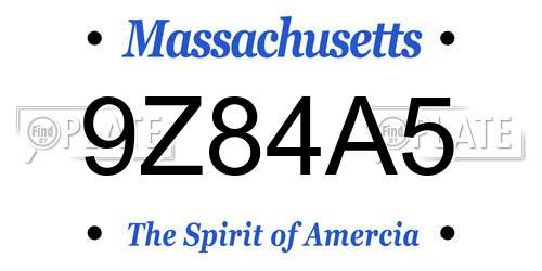 9Z84A5 Massachusetts License Plate