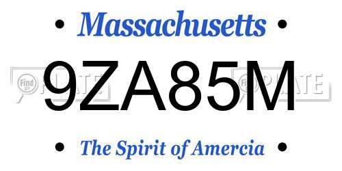 9ZA85M Massachusetts License Plate