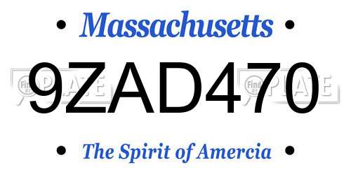 9ZAD470 Massachusetts License Plate