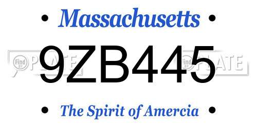 9ZB445 Massachusetts License Plate