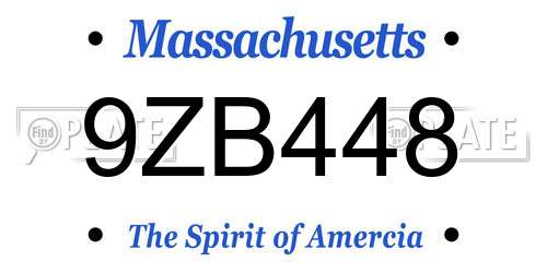 9ZB448 Massachusetts License Plate