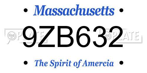 9ZB632 Massachusetts License Plate