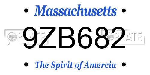 9ZB682 Massachusetts License Plate