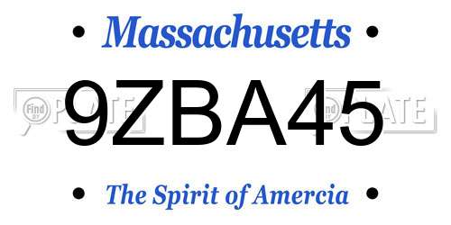 9ZBA45 Massachusetts License Plate
