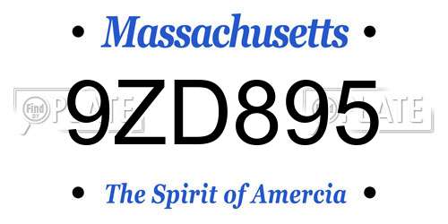 9ZD895 Massachusetts License Plate