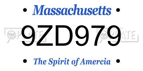 9ZD979 Massachusetts License Plate