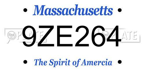 9ZE264 Massachusetts License Plate