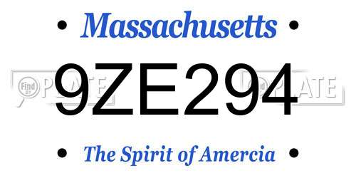 9ZE294 Massachusetts License Plate