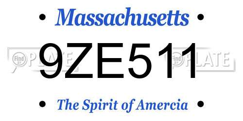 9ZE511 Massachusetts License Plate