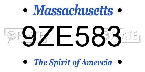 9ZE583 Massachusetts License Plate