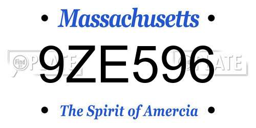 9ZE596 Massachusetts License Plate