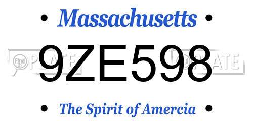 9ZE598 Massachusetts License Plate