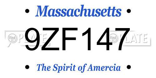 9ZF147 Massachusetts License Plate