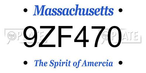 9ZF470 Massachusetts License Plate
