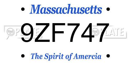 9ZF747 Massachusetts License Plate