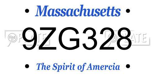 9ZG328 Massachusetts License Plate