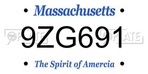 9ZG691 Massachusetts License Plate