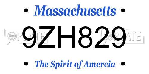 9ZH829 Massachusetts License Plate