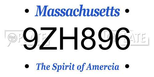 9ZH896 Massachusetts License Plate