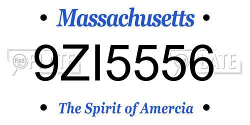 9ZI5556 Massachusetts License Plate