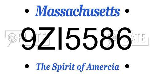 9ZI5586 Massachusetts License Plate