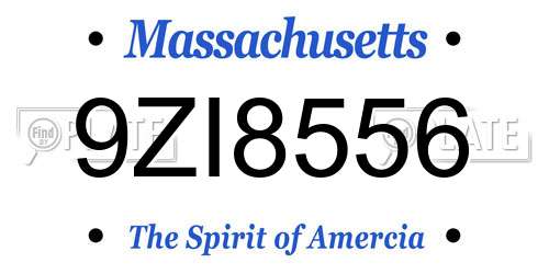 9ZI8556 Massachusetts License Plate