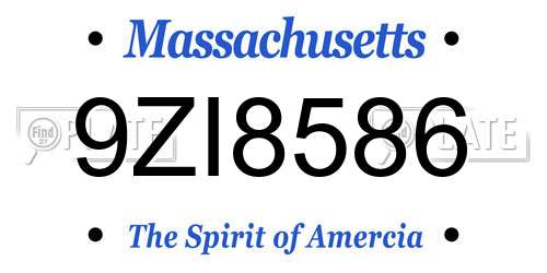 9ZI8586 Massachusetts License Plate