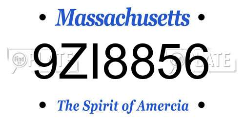 9ZI8856 Massachusetts License Plate