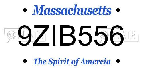 9ZIB556 Massachusetts License Plate