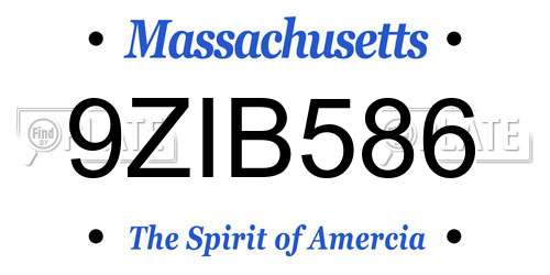 9ZIB586 Massachusetts License Plate