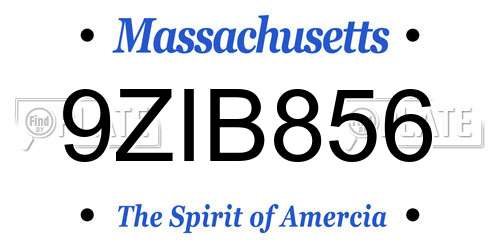 9ZIB856 Massachusetts License Plate